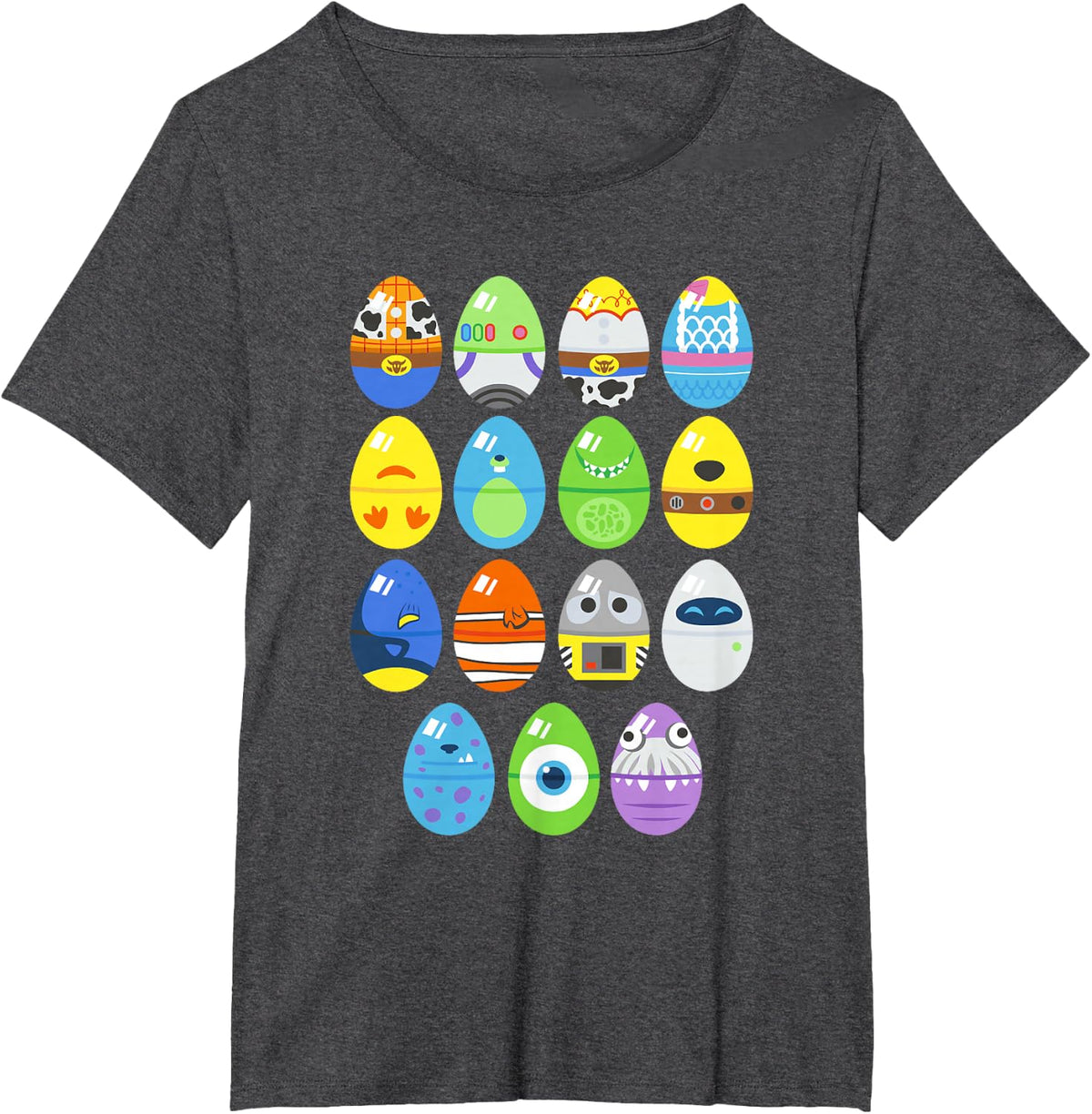 Disney Pixar Movie Favorites Spring Easter Egg Jumble T-Shirt - Dark Heather Grey