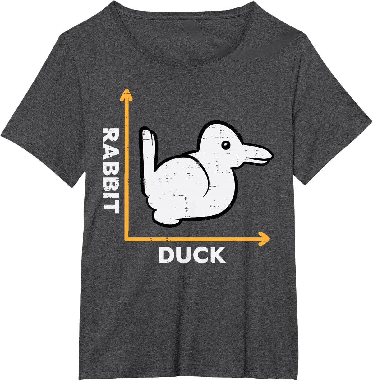 Rabbit Duck Graph Funny Optic Visual Illusion T-Shirt Tee for Men Women Kids - Dark Heather Grey