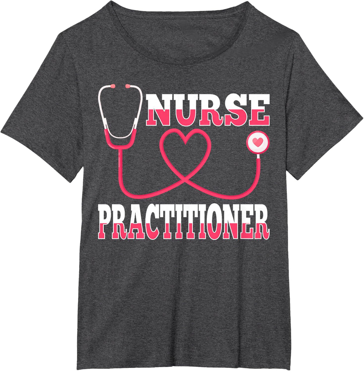 Np Nursing Gifts - Stethoscope Love Heart Nurse Practitioner T-Shirt - Dark Heather Grey