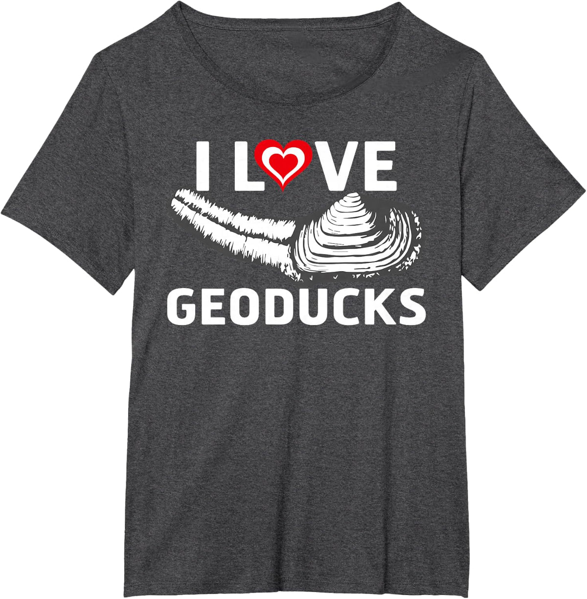 I Love Geoducks Gooey Duck Funny Geoduck Hunter T-Shirt - Dark Heather Grey