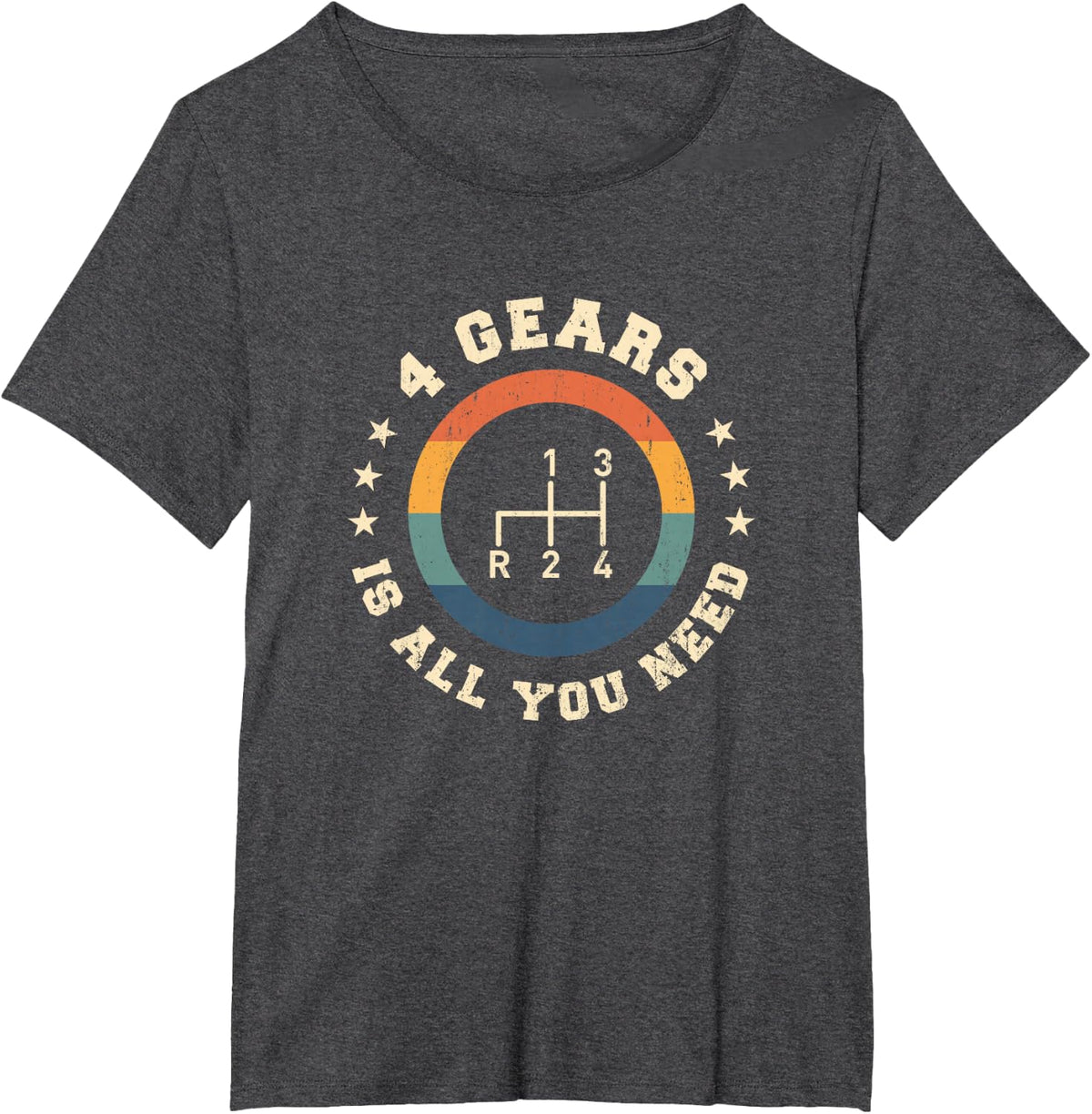 4 Gears is All You Need 4 Speed Manual Transmission T-Shirt - Dark Heather Grey