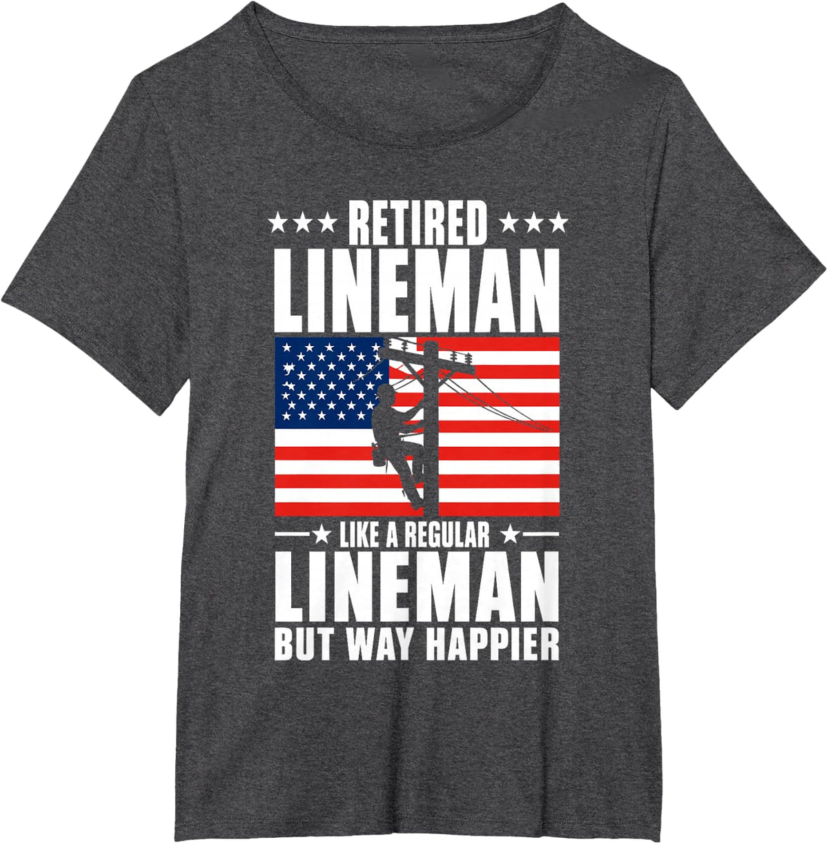 Retired Lineman Design for Men Boys Dad Retiring Lineman T-Shirt - Dark Heather Grey