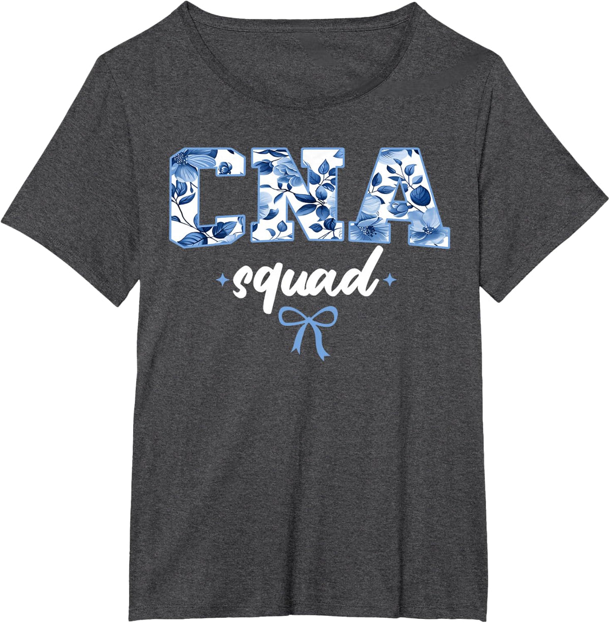 CNA Nurse Assistant Tees Certified Nursing Assistant T-Shirt Floral Bow Gift for Women - Dark Heather Grey