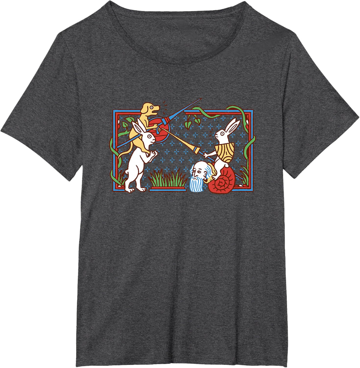 Tjostendes Killer Rabbit Knight of Coconut Medieval T-Shirt - Dark Heather Grey