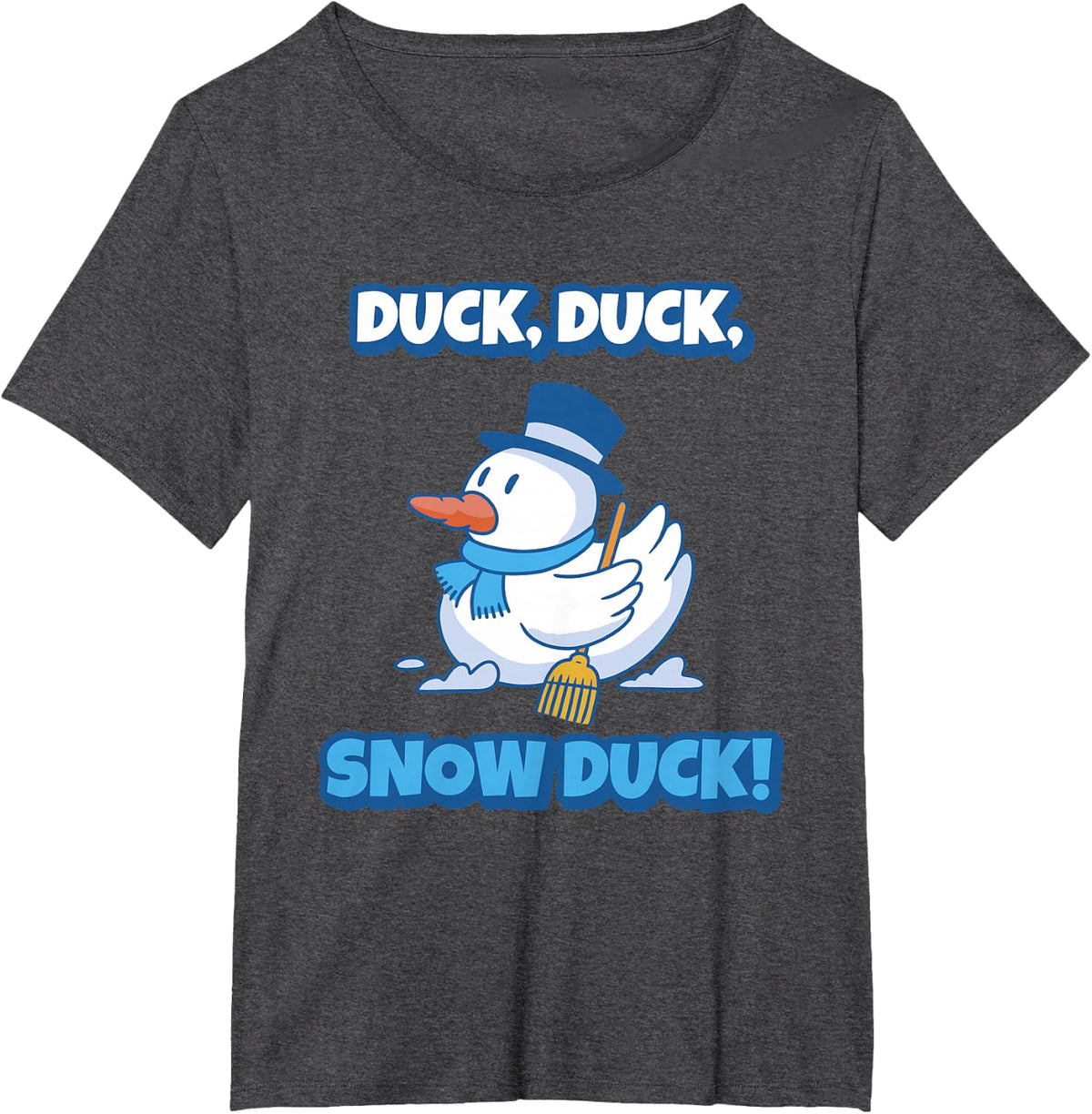 Duck Duck Snow Duck Funny Winter Snowman Duck T-Shirt - Dark Heather Grey