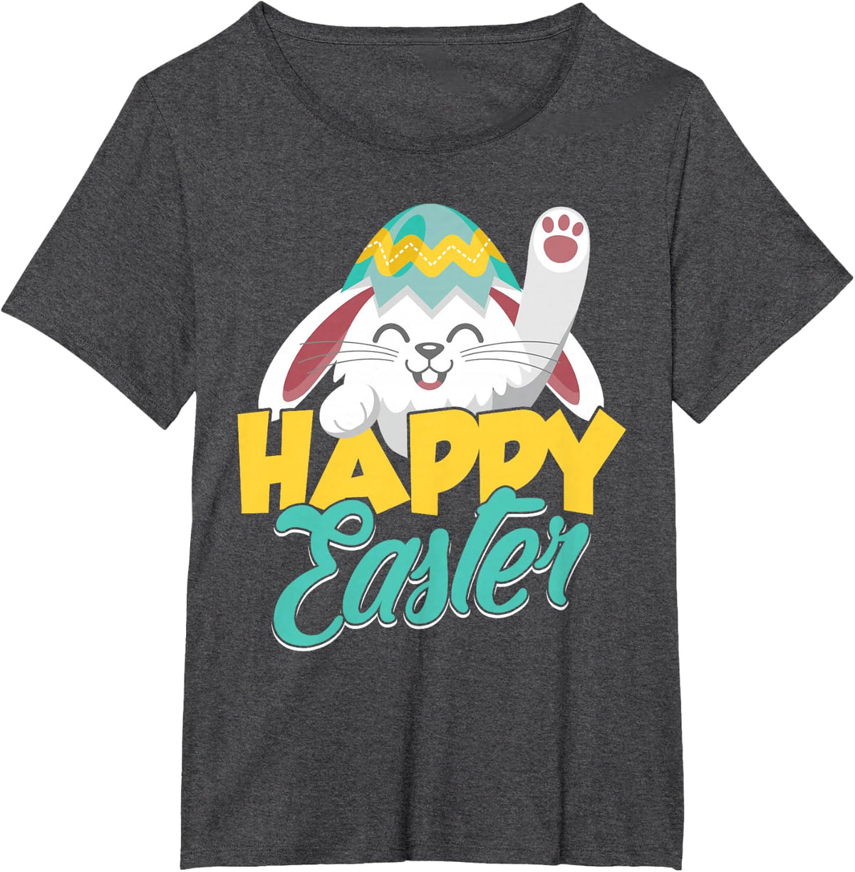 Happy Easter Egg Easter Bunny Easter Party Sayings T-Shirt - Dark Heather Grey