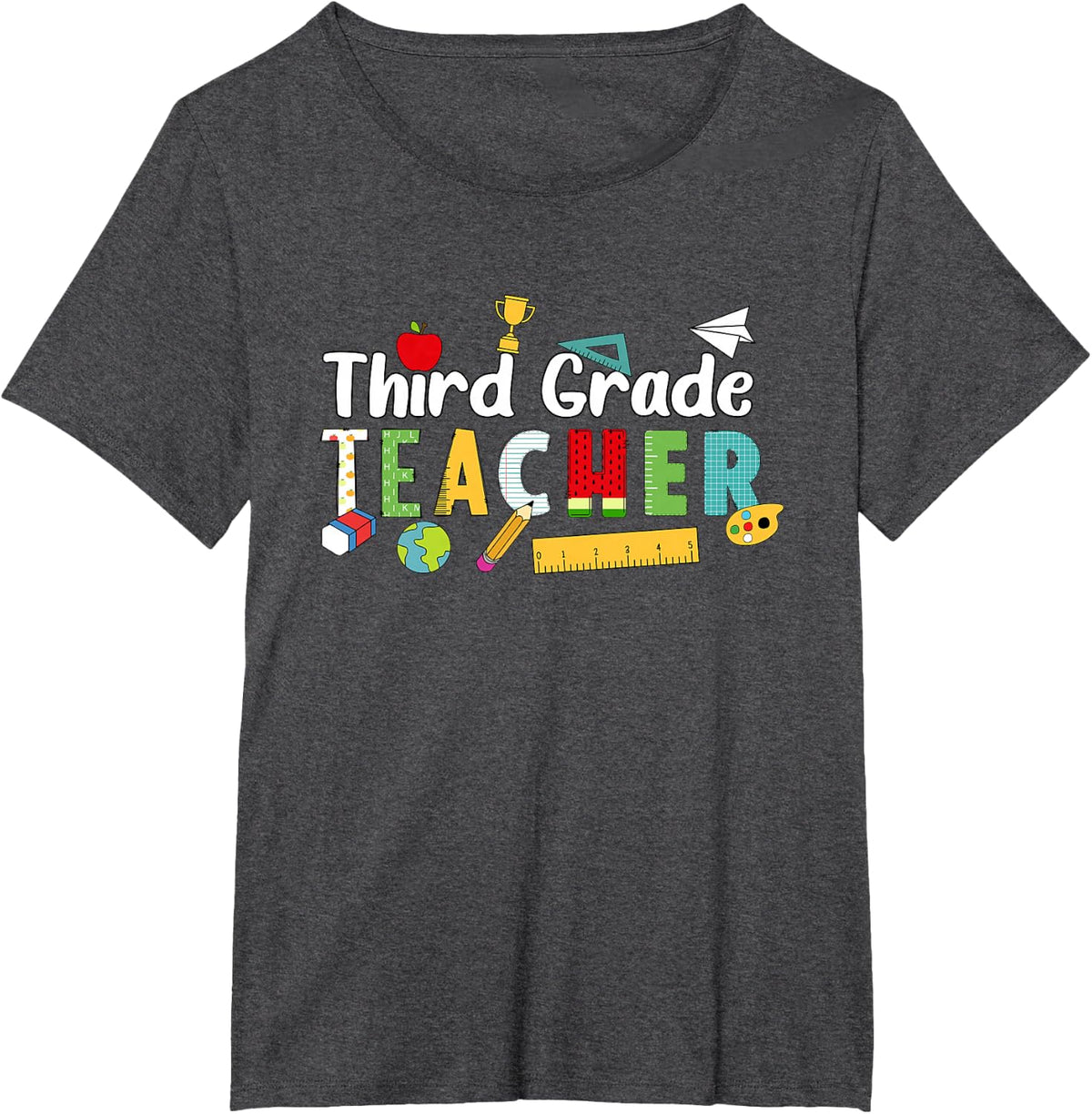 Third Grade Teacher Shirt School , 3rd Grade Proud Teacher T-Shirt - Dark Heather Grey