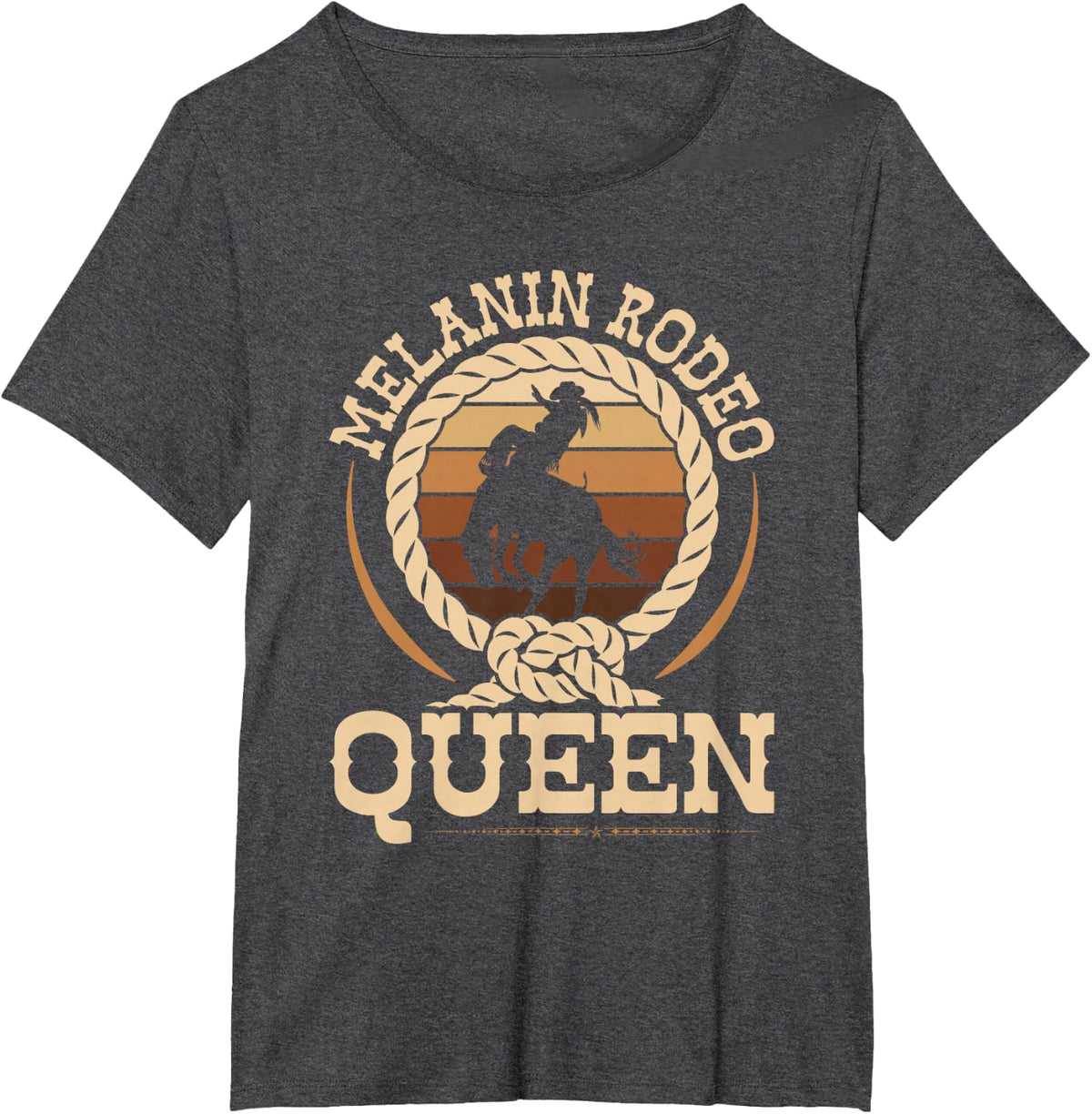 Bronc Riding Melanin Rodeo Queen African American Cowgirl T-Shirt - Dark Heather Grey