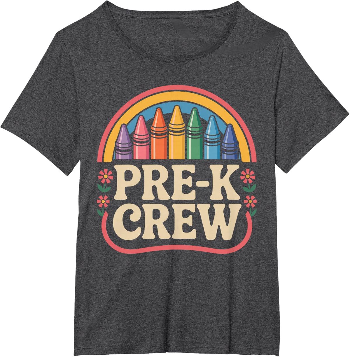 Pre-K Crew Funny Preschool Teacher T-Shirt - Dark Heather Grey