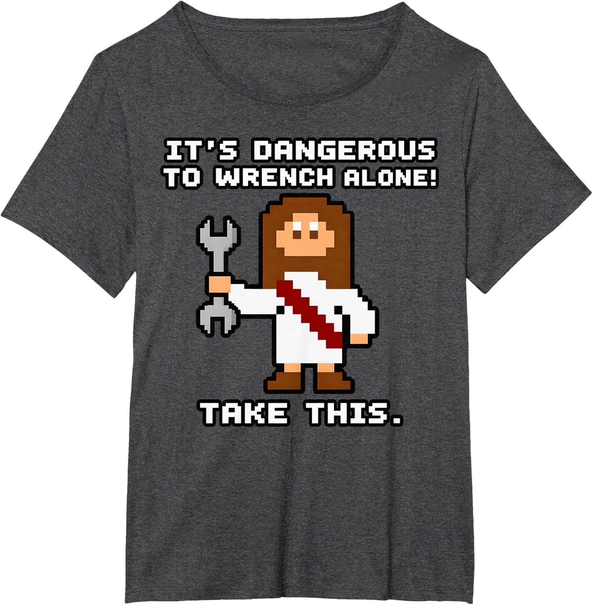 Dangerous to Wrench Alone Christian Mechanic Faith T-Shirt - Dark Heather Grey