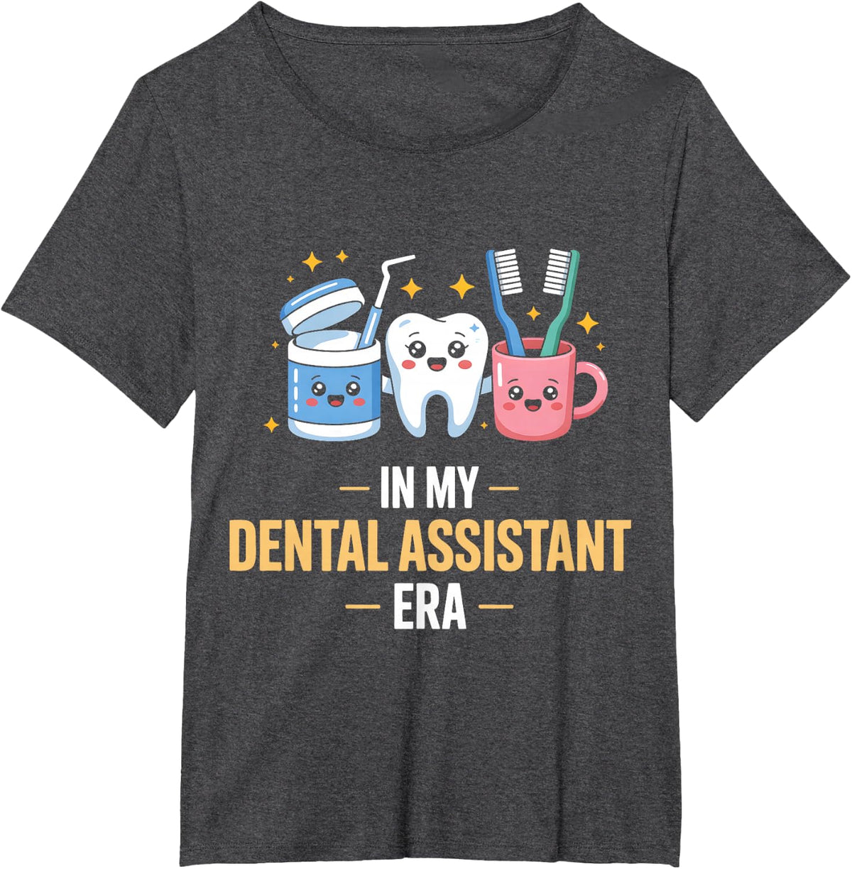 Dental in My Dental Assistant Era Cartoon T-Shirt - Dark Heather Grey