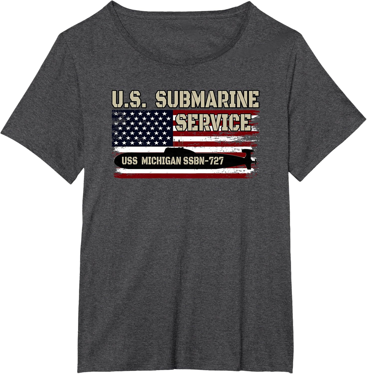 USS Michigan SSBN-727 Submarine Veterans Day Father's Day T-Shirt - Dark Heather Grey