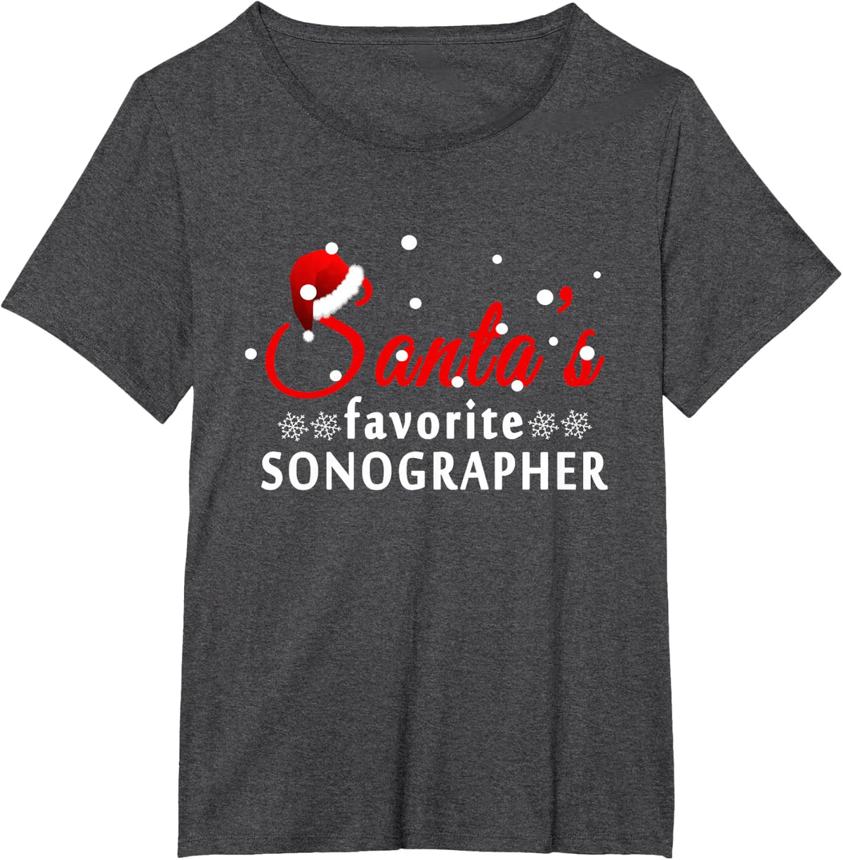 Santa's Favorite Sonographer Christmas Funny T-Shirt - Dark Heather Grey