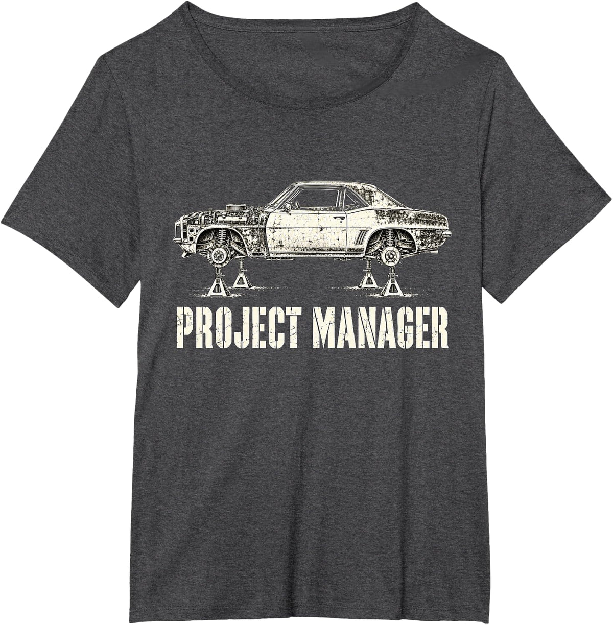 Project Manager Classic car t Shirt Restoration Mechanic T-Shirt - Dark Heather Grey