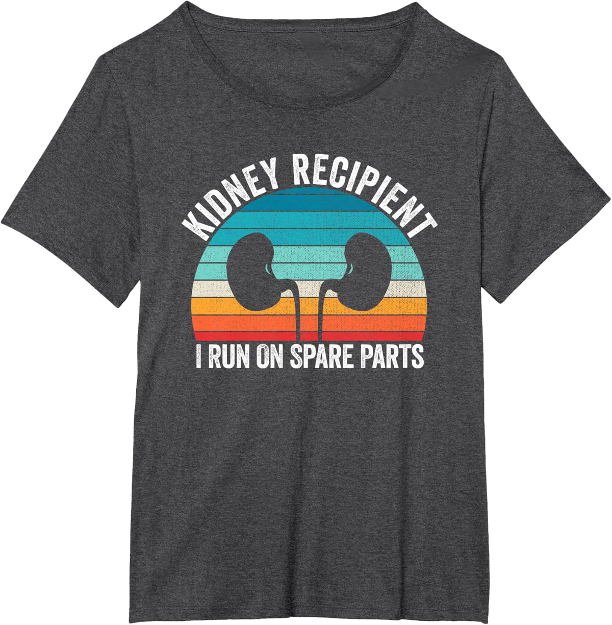 I Run On Spare Parts Kidney Recipient Transplant Awareness T-Shirt Tee for Donors and Patients - Dark Heather Grey