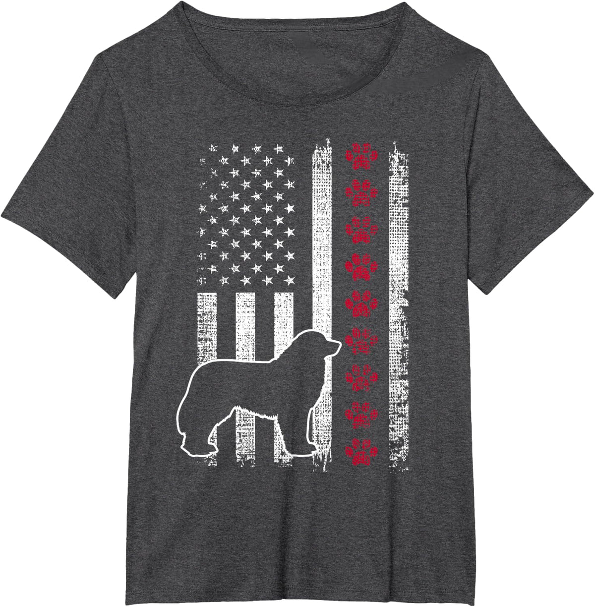 Vintage Retro American Flag Leonberger T-Shirt - Dark Heather Grey