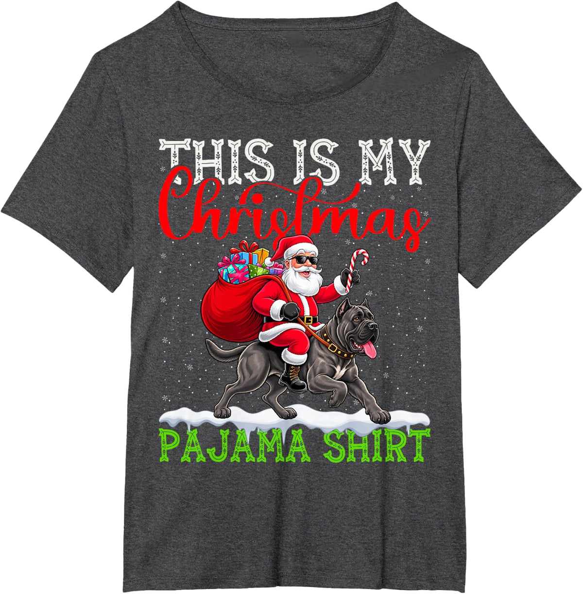 This is My Cane Corso Ugly Christmas Pajama Sweater Dog T-Shirt - Dark Heather Grey