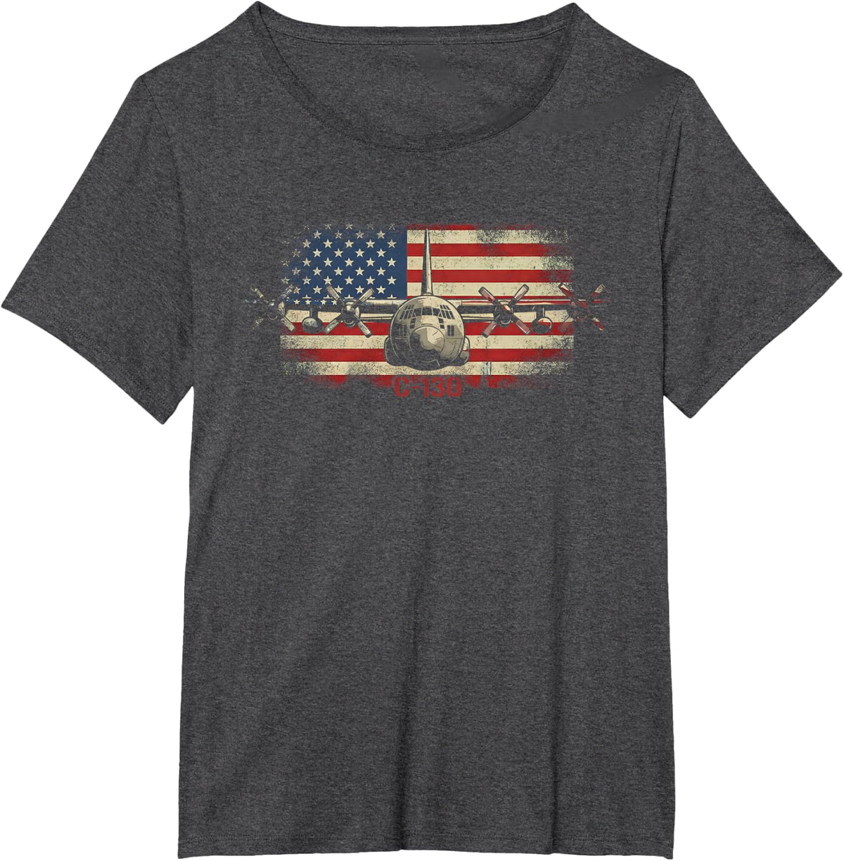 C-130 Combat Air Force Veteran Veterans Day T-Shirt - Dark Heather Grey