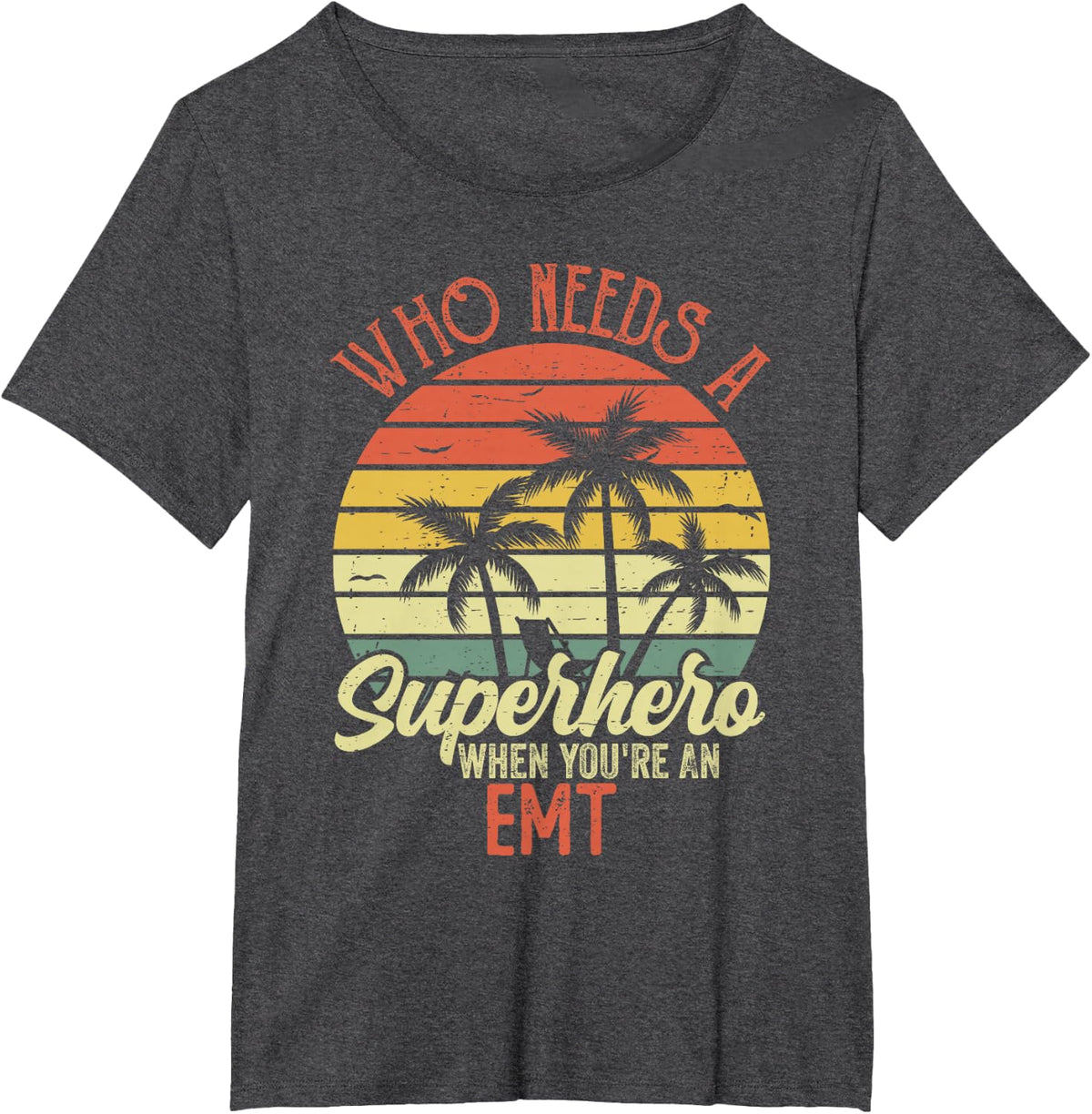 Funny EMT Superhero Vintage Tee for Men Dad T-Shirt - Dark Heather Grey