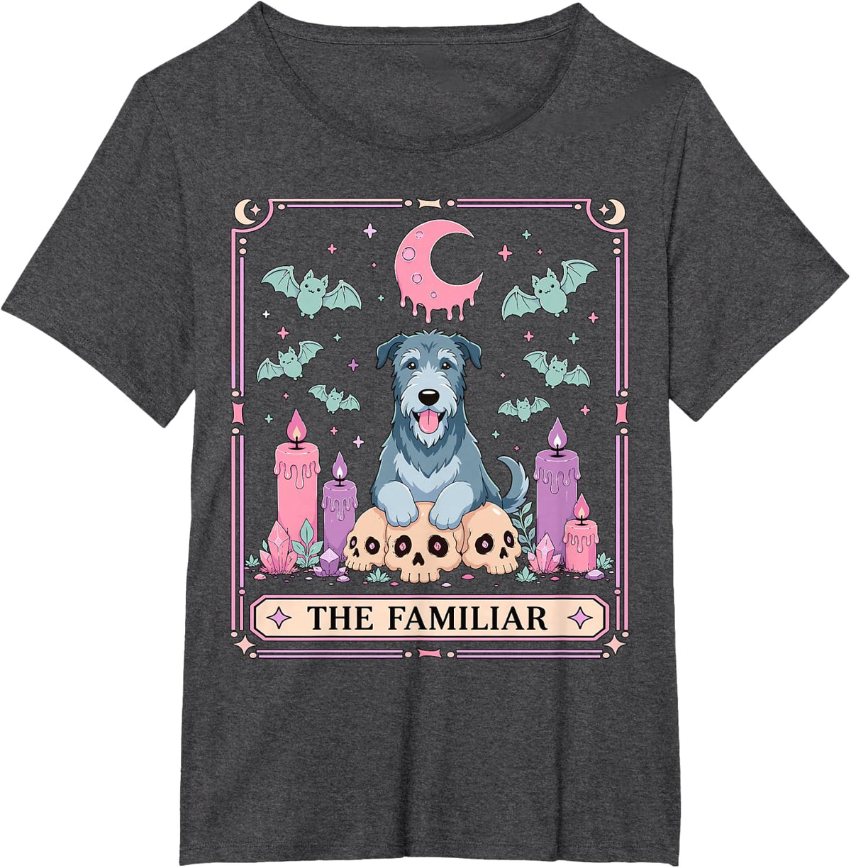 Irish Wolfhound Dog Tarot Card T-Shirt - Dark Heather Grey
