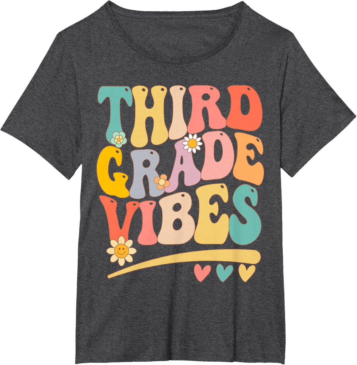 Third Grade Vibes For Girls Boys 3rd Grade Teacher T-Shirt - Dark Heather Grey