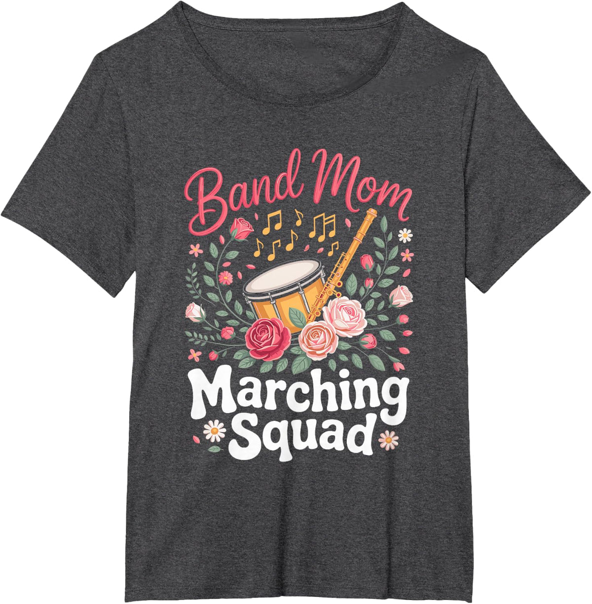 Band Mom Marching Squad Flute Flutist T-Shirt - Dark Heather Grey