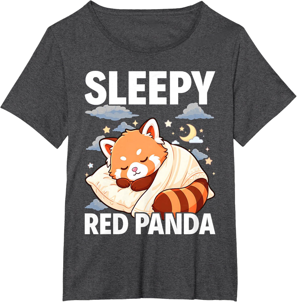 Red Panda Sleep Pajamas T-Shirt - Dark Heather Grey