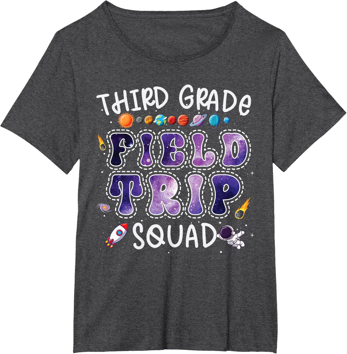 3rd Grade Space Center Field Trip Squad Tees T-Shirts Teacher Student Team - Dark Heather Grey