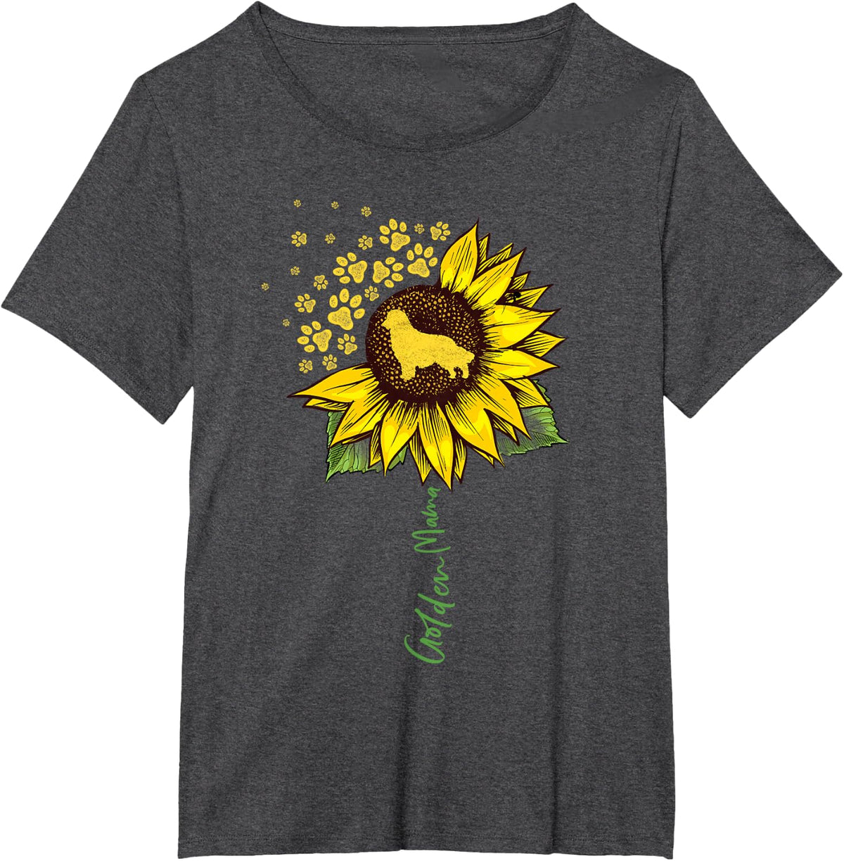 Golden Mom Sunflower Golden Retriever Lover Gifts Dog Mama T-Shirt - Dark Heather Grey