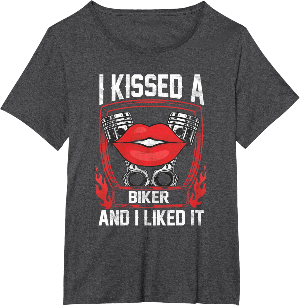 I Kissed A Biker and I Liked It Funny Bikers Motorcycling T-Shirt - Dark Heather Grey