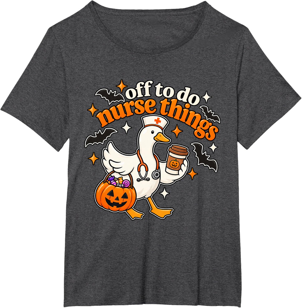 Funny Halloween Off to Do Nurse Things Cool Silly Goose T-Shirt - Dark Heather Grey