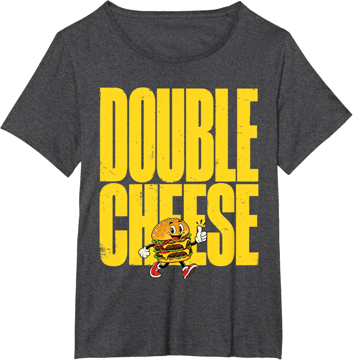 Double Cheese – Funny Double Cheeseburger Burger Lover T-Shirt - Dark Heather Grey