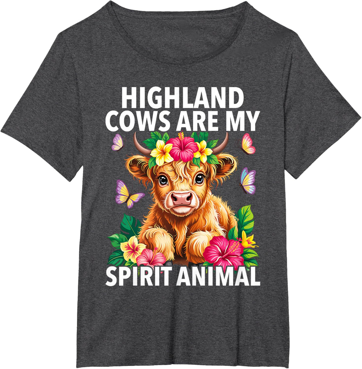Highland Cows are My Spirit Animal T-Shirt - Dark Heather Grey