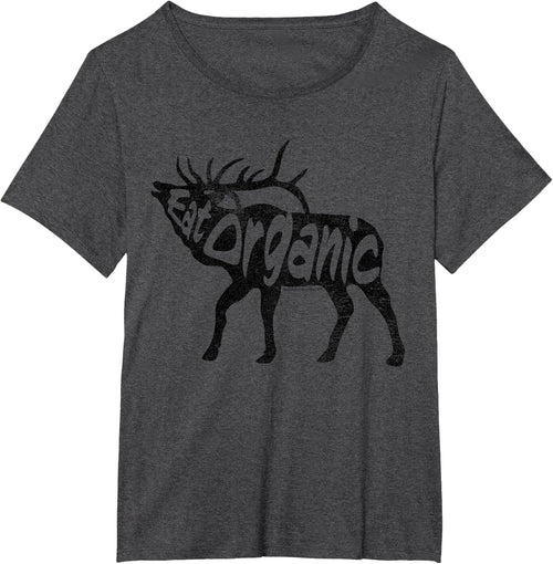 "Eating Organic" Bugling Bull Elk - Wapiti T-Shirt - Dark Heather Grey