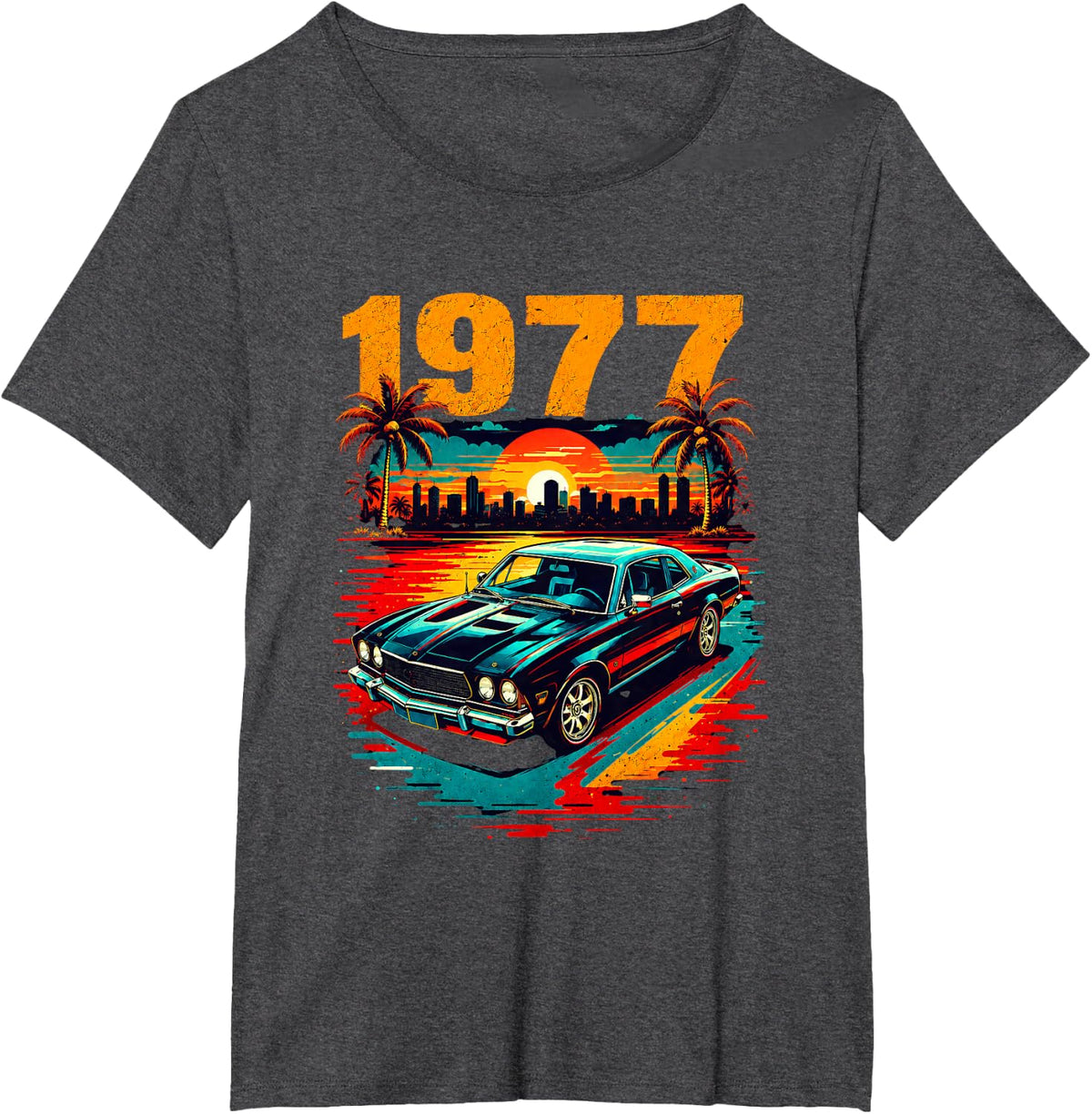 1977 Classic Muscle Car Vintage Retro 70s Birthday T-Shirt - Dark Heather Grey