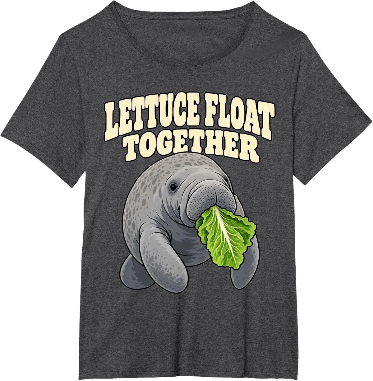 Manatee Lettuce Float Together Salad Springs Wildlife Funny T-Shirt - Dark Heather Grey