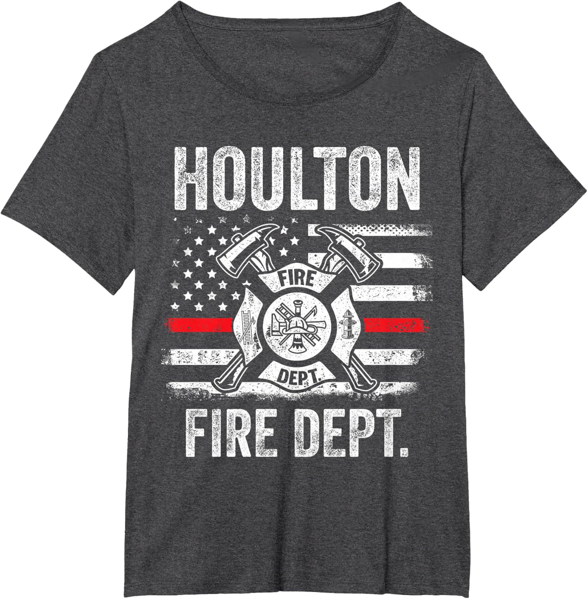 Houlton Maine Fire Department Maine Firefighter T-Shirt - Dark Heather Grey