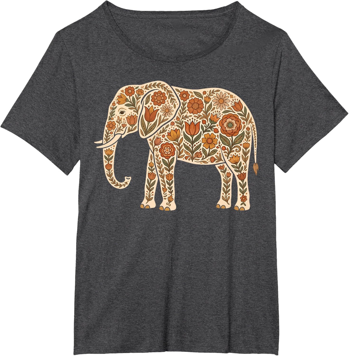 Elephant Floral T-Shirt - Dark Heather Grey