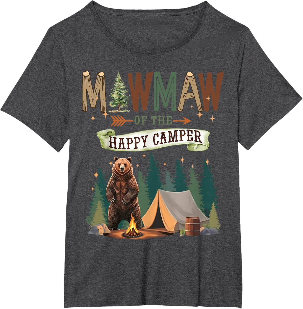 Mawmaw of The Happy Camper First Birthday Camping T-Shirt - Dark Heather Grey
