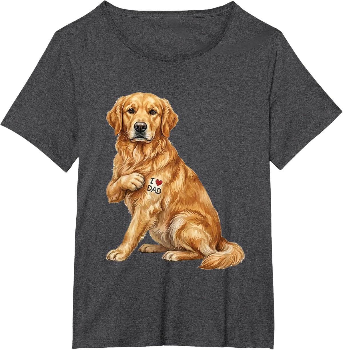 Golden Retriever I Love Dad Dog Dad Father's Day T-Shirt - Dark Heather Grey