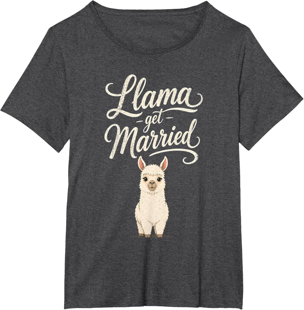 Llama Get Married Funny Wedding Pun Bride to Be Minimalist T-Shirt - Dark Heather Grey