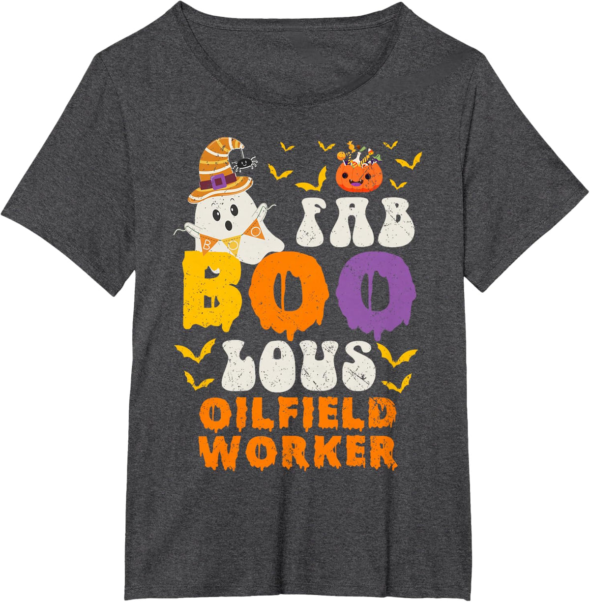 Faboolous Oilfield Worker Ghost Halloween Fun T-Shirt - Dark Heather Grey