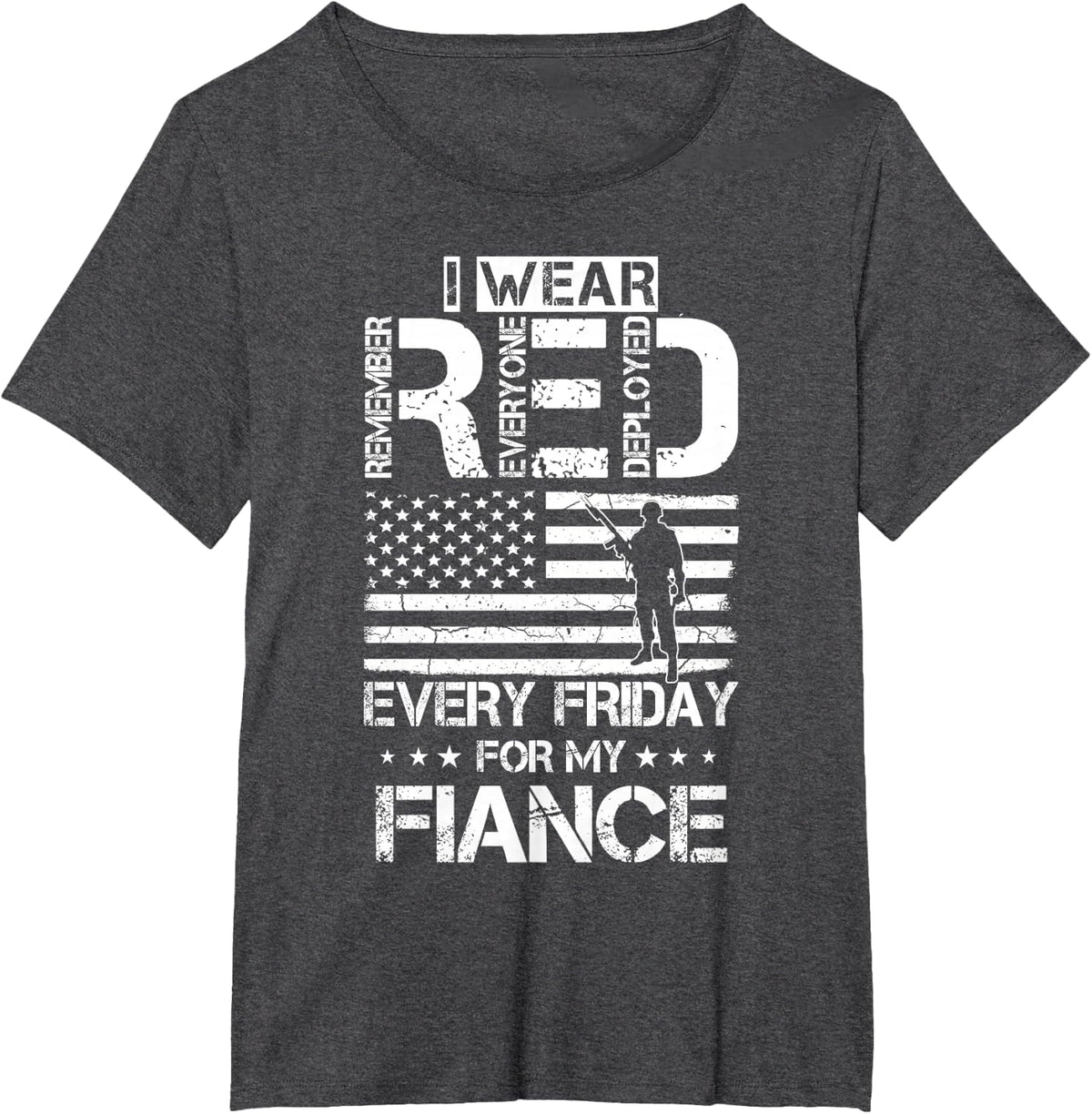 I Wear Red For Fiance Gift T-Shirt - Dark Heather Grey
