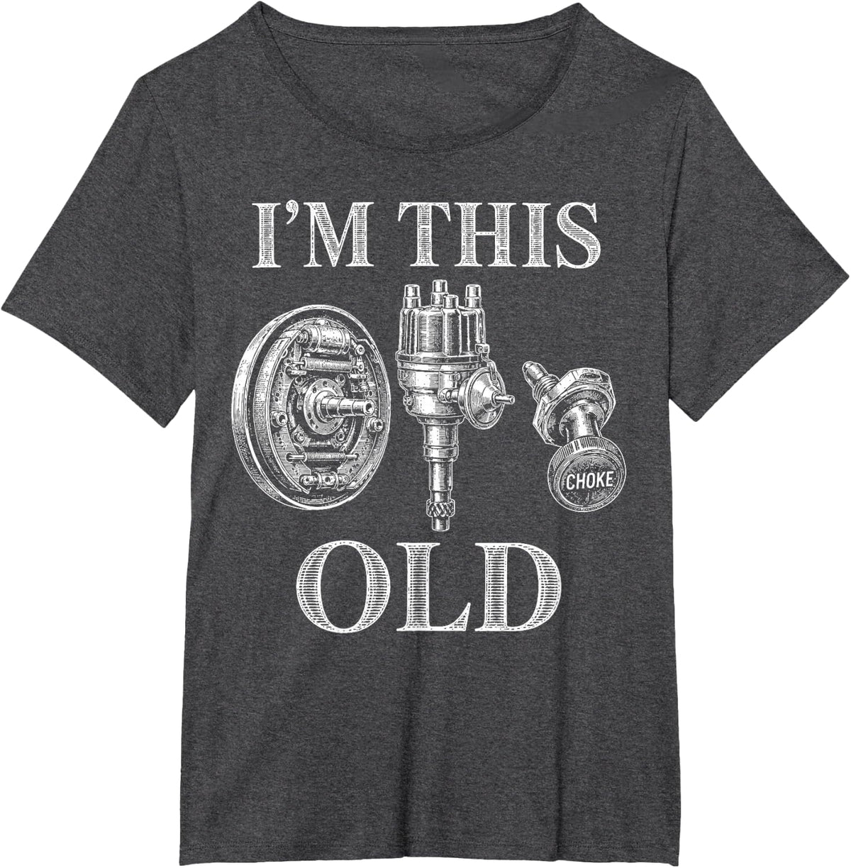 I'm This Old Funny Mechanic Vintage Auto Parts Car Guy T-Shirt - Dark Heather Grey