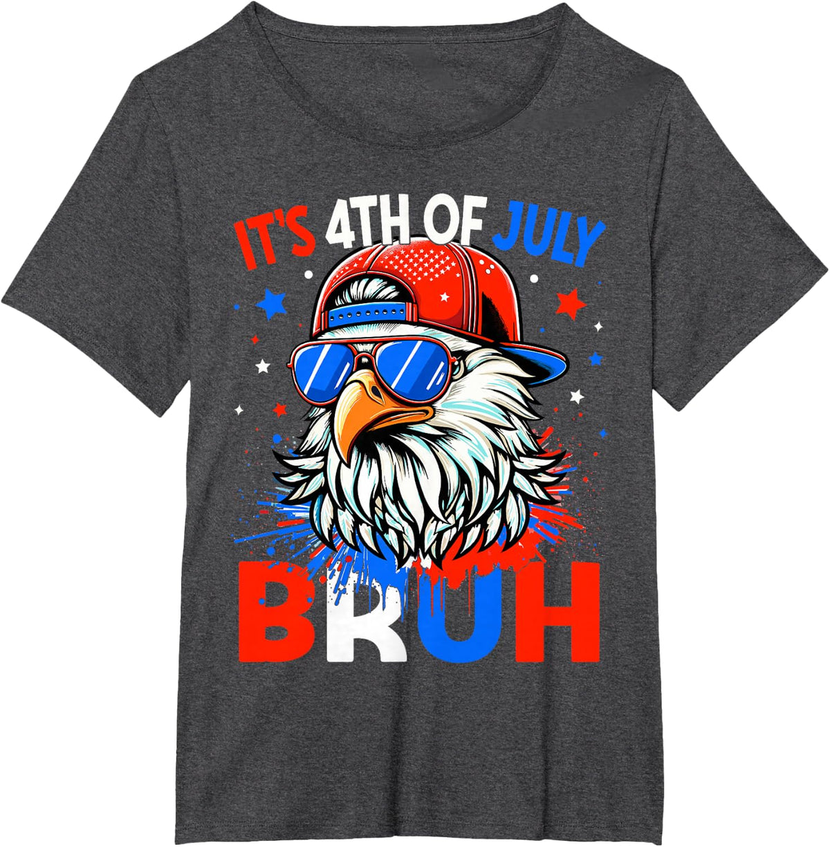 American Flag Bald Eagle Patriotic Eagle Bruh 4th Of July T-Shirt - Dark Heather Grey