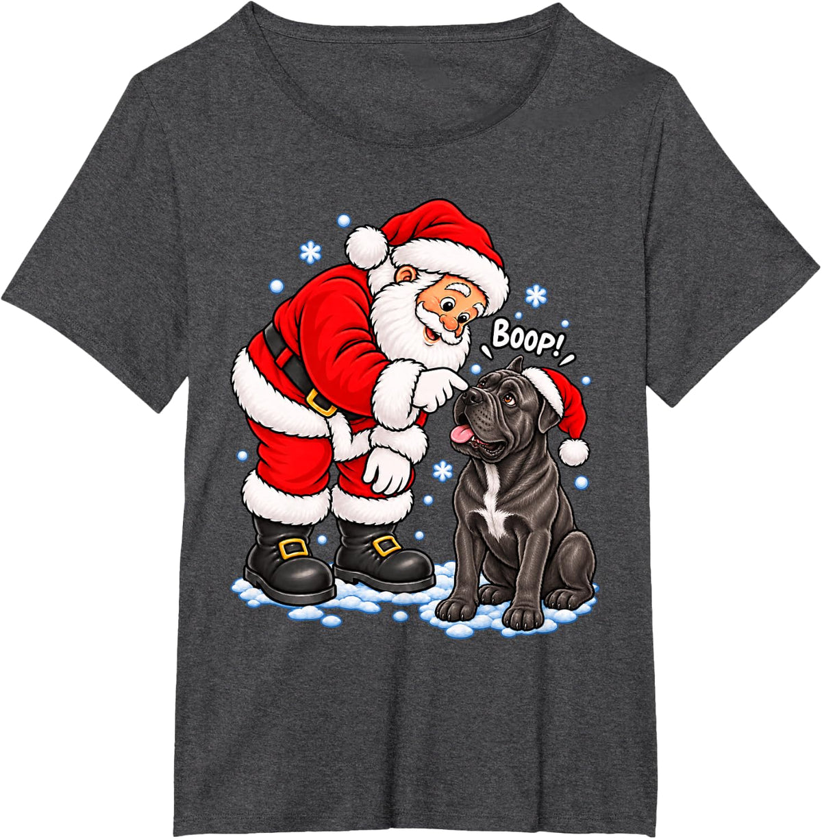 Funny Cane Corso Boop Santa Christmas T-Shirt - Dark Heather Grey