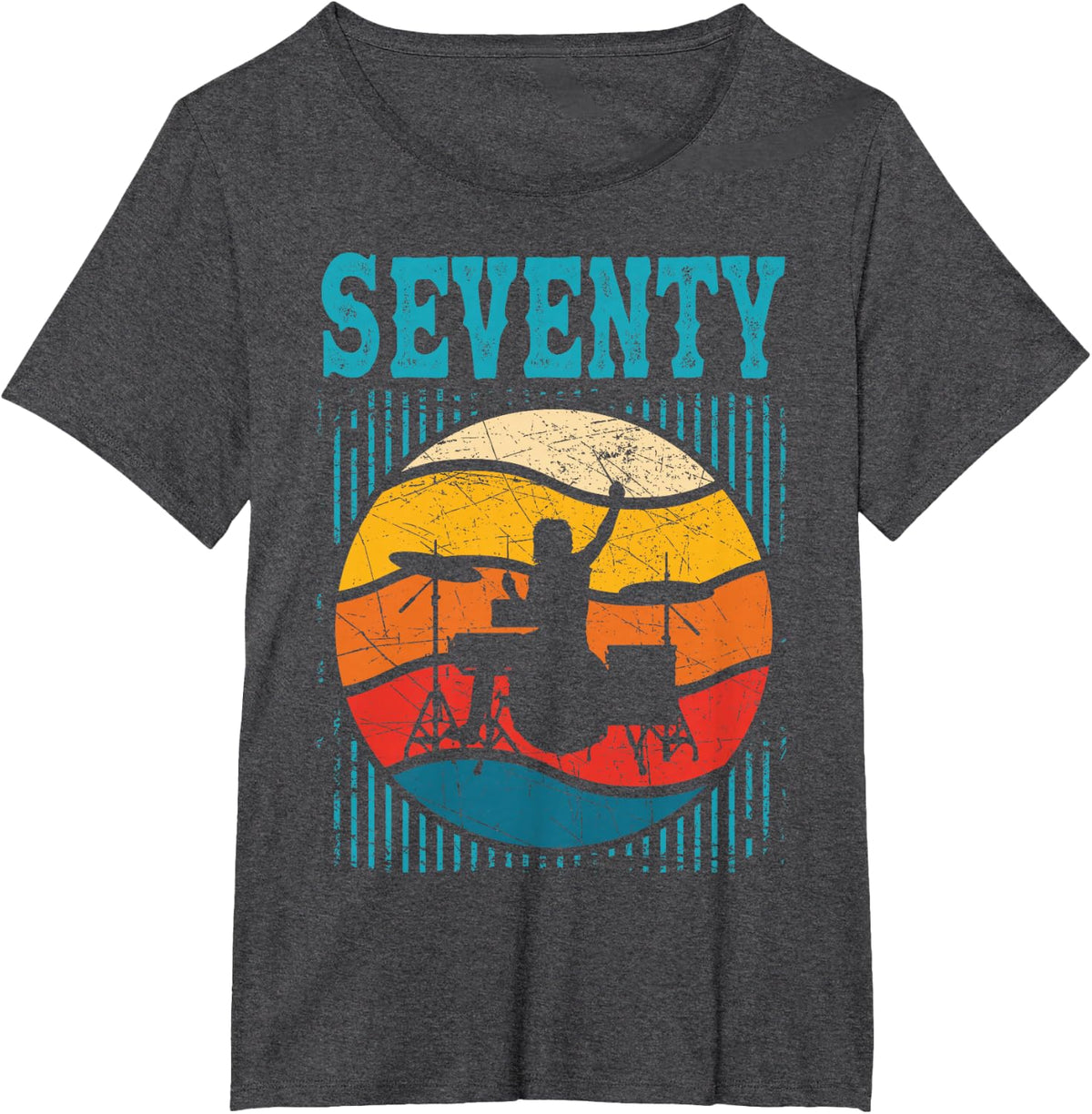70 Year Old Shirt 70th Birthday Man Drummer Drums Drumming T-Shirt - Dark Heather Grey