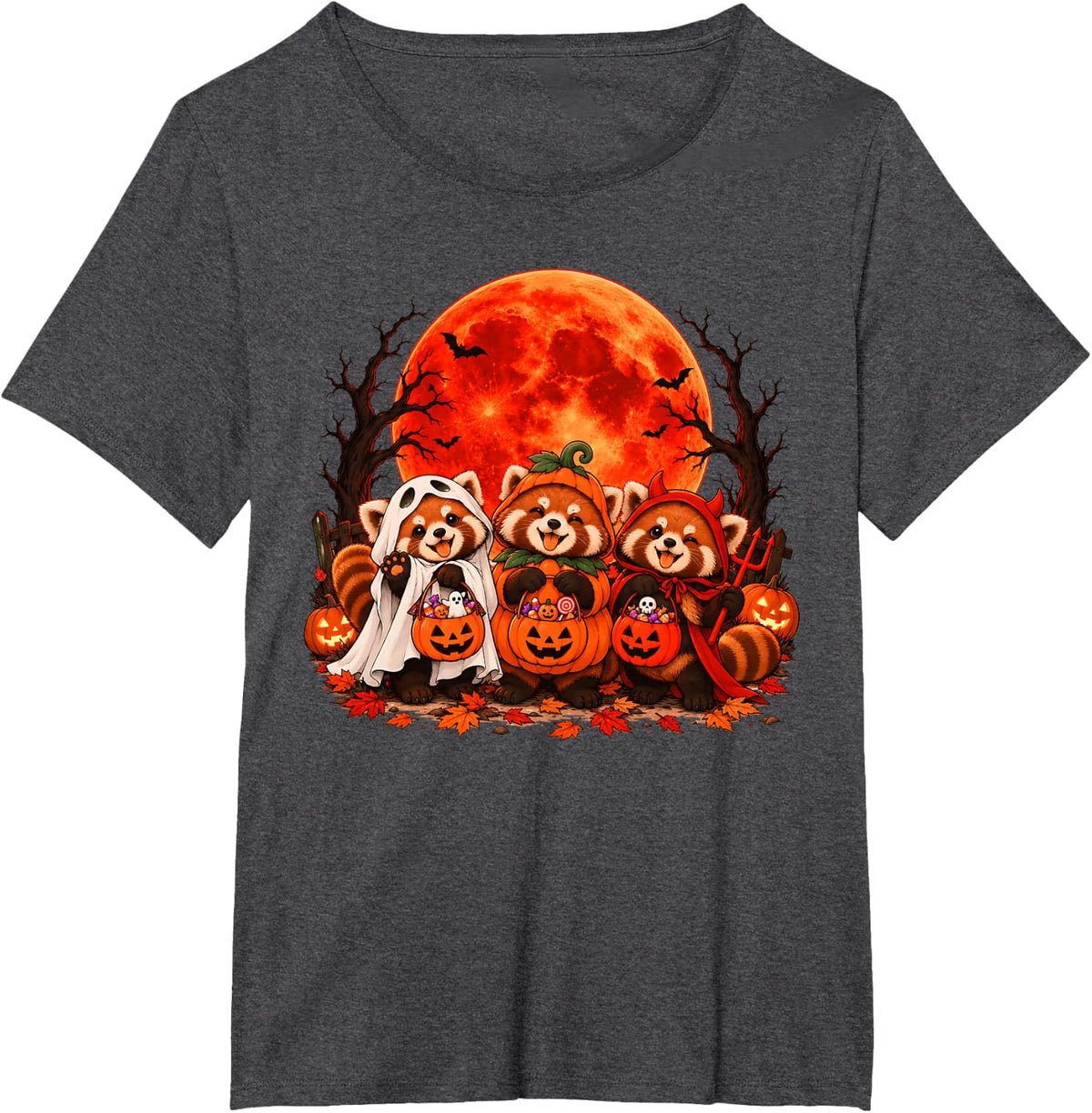 Candy Crew Red Panda Cute Wildlife Animal Halloween Costume T-Shirt - Dark Heather Grey