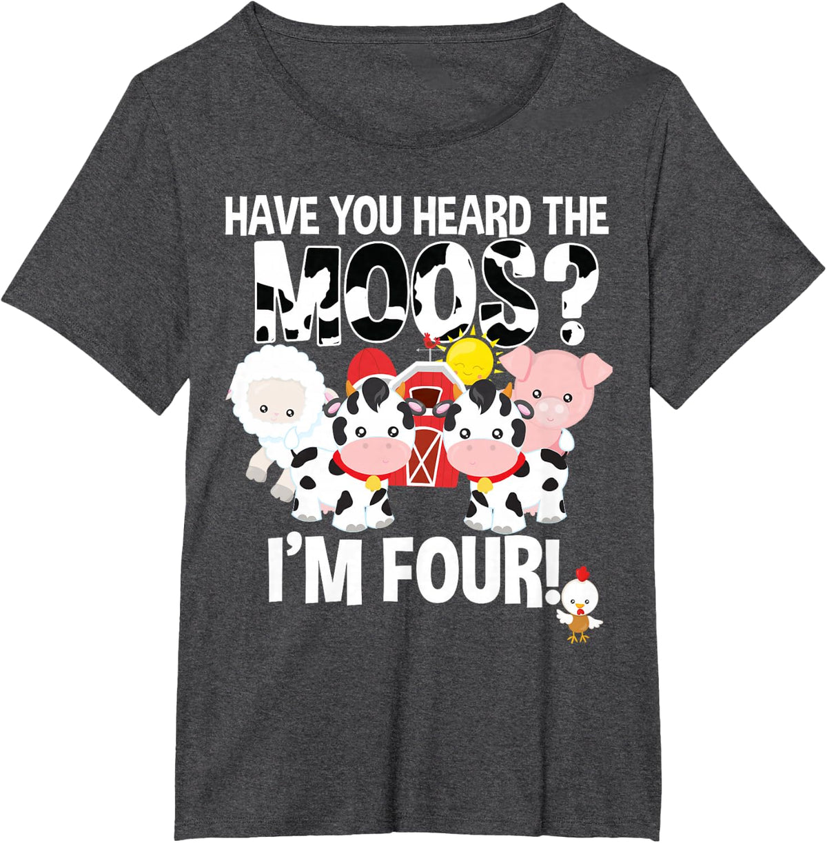 Have You Heard The Moos ? 4th Birthday Farm Animals 4 Shirt T-Shirt - Dark Heather Grey