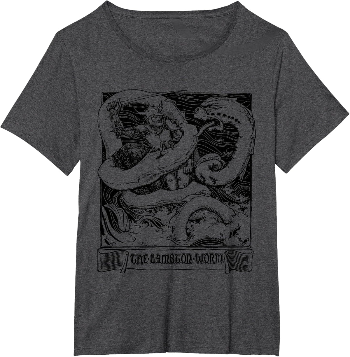 The Lambton Worm T-Shirt English Folklore Fairy Tale Tee T-Shirt - Dark Heather Grey